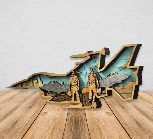 Lockheed Martin F-22 Raptor Stealth Aircraft Flat Engraving Wall Decor Gift 3-D Interior Design Angel Tree Designs