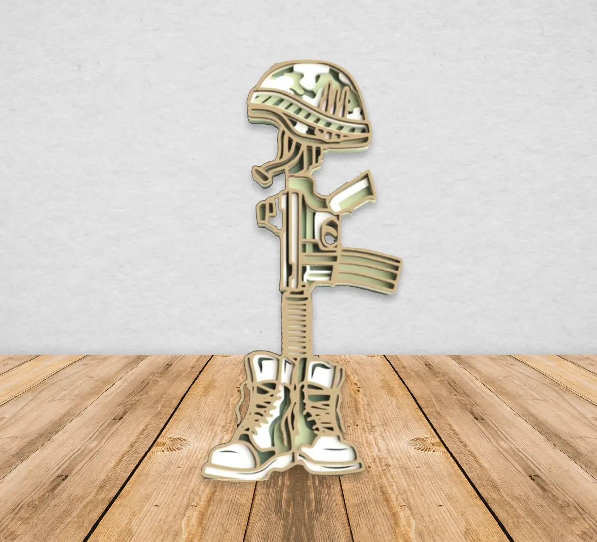 US Army Support Wall Hanging Gift Home Decor 3-D Laser Engraving Angel Tree Designs