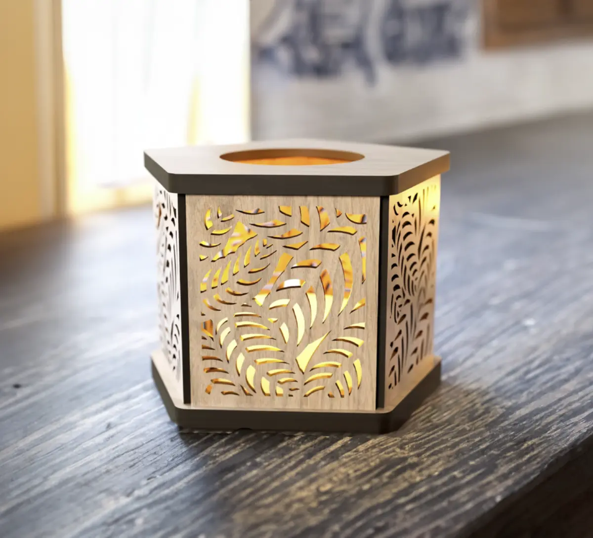 Wooden Carved Accent Lamp Housewarming Gift Personalized Handmade Angel Tree Designs