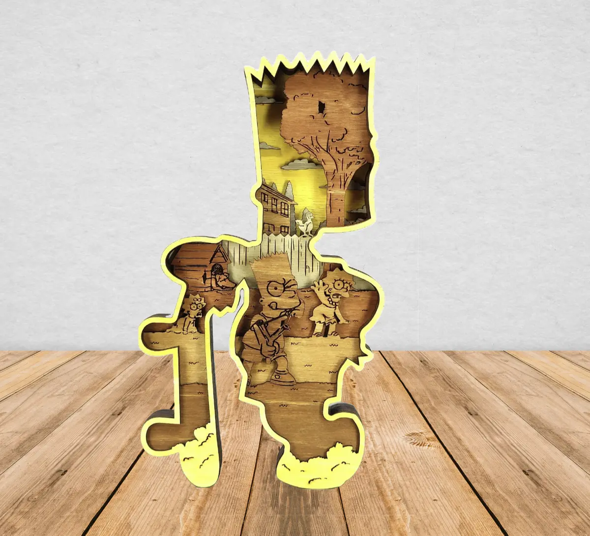 Bart Simpson Laser Engraved 3-D Interior Home Decor Office Gift Angel Tree Designs