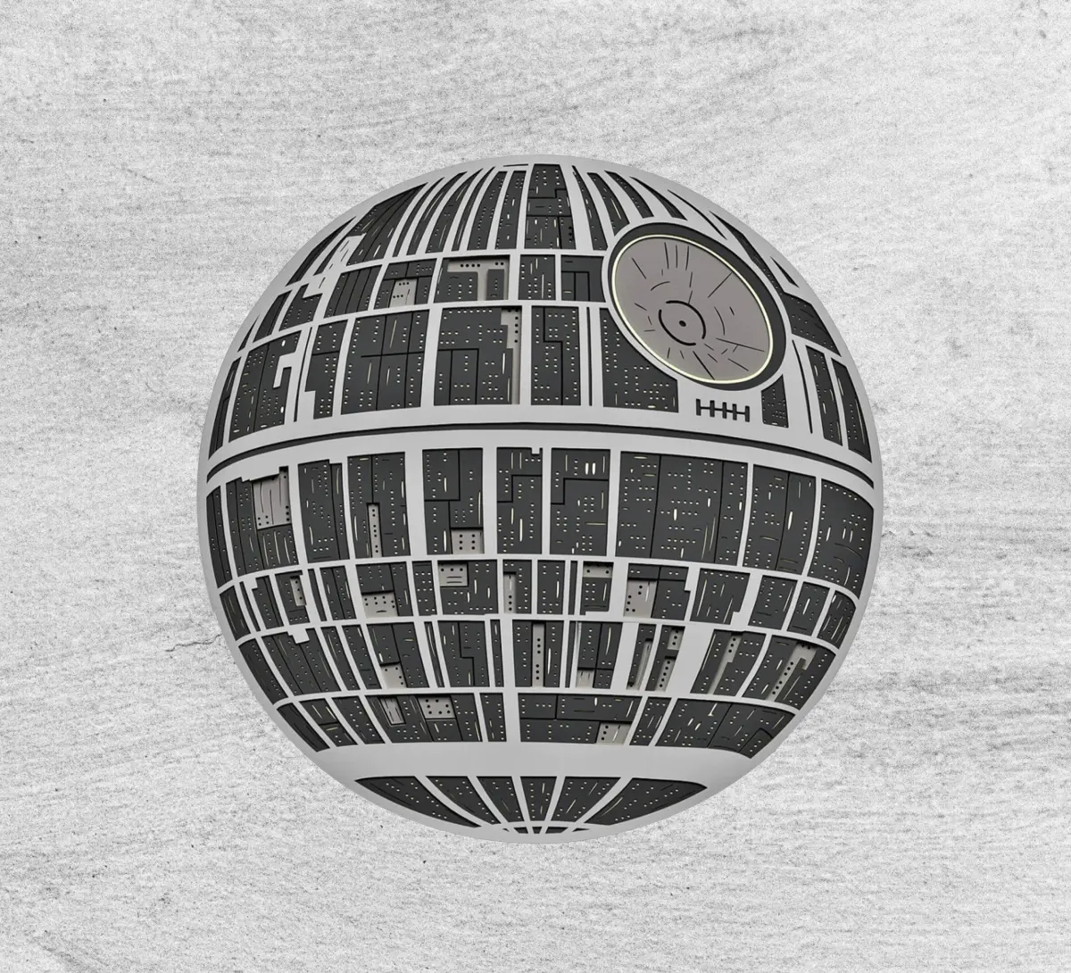 Death Star Starwars interior Laser Engraved 2-D Interior Home Decor Office Gift Angel Tree Designs