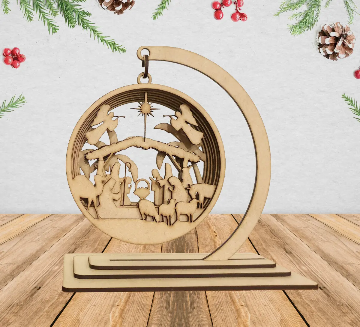 Nativity Scene Hanging Circle Home Decor for Christmas Angel Tree Designs