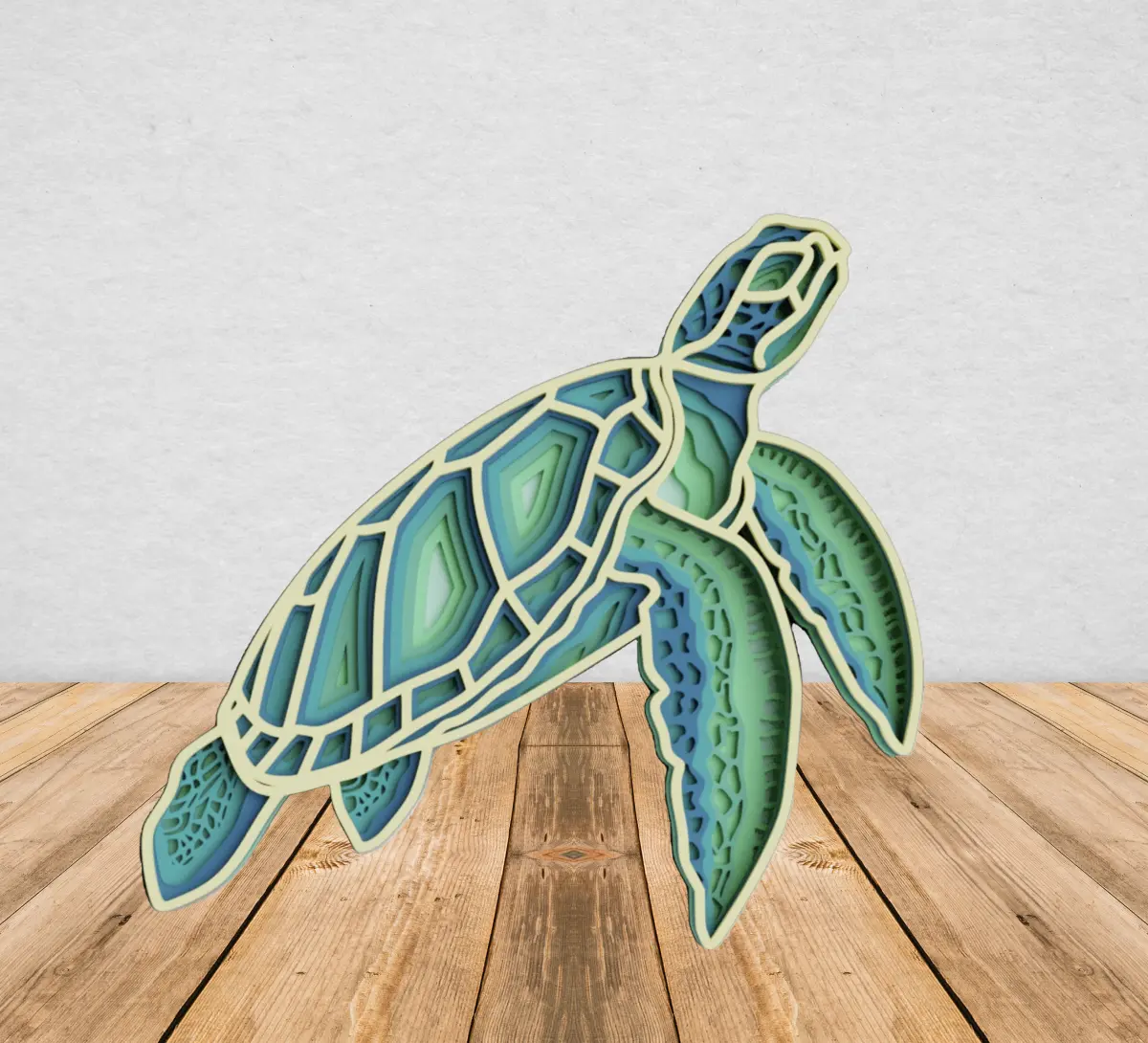 Sea Turtle Ocean 3-D Wood Engraved Piece Angel Tree Designs